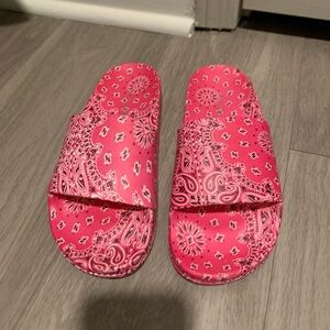 Pink Paisley Slide Sandals